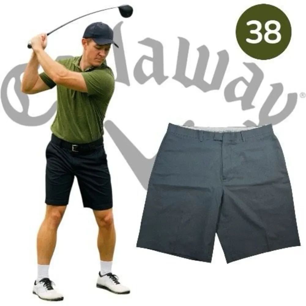 Callaway Men's Flat Front Casual Athletic Golf Shorts Black Size 38